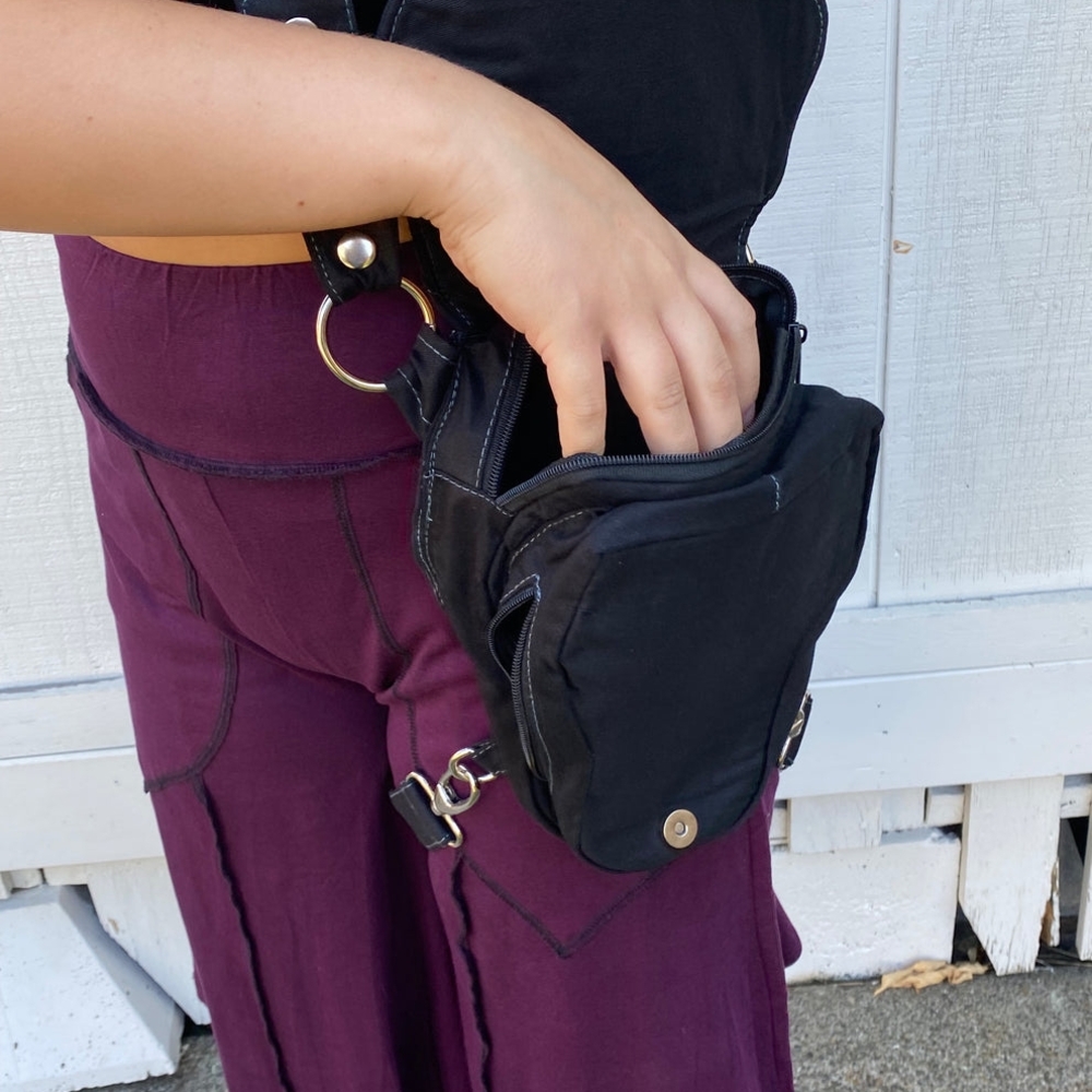 Black Crossbody Bag with Silver Accents - Picture 4 of 5